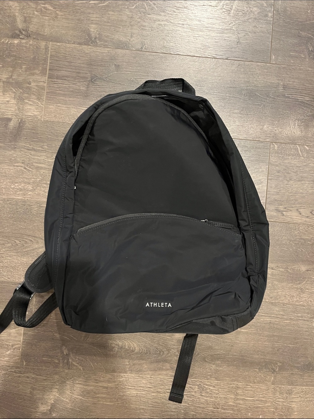 Athleta Black Nylon Zip-Front Backpack